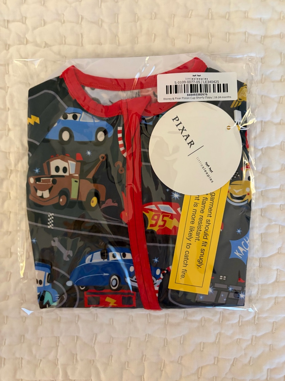 NIB Little Sleepies Bamboo Disney Pixar Cars Piston Cup Shorty Zippy Pajama